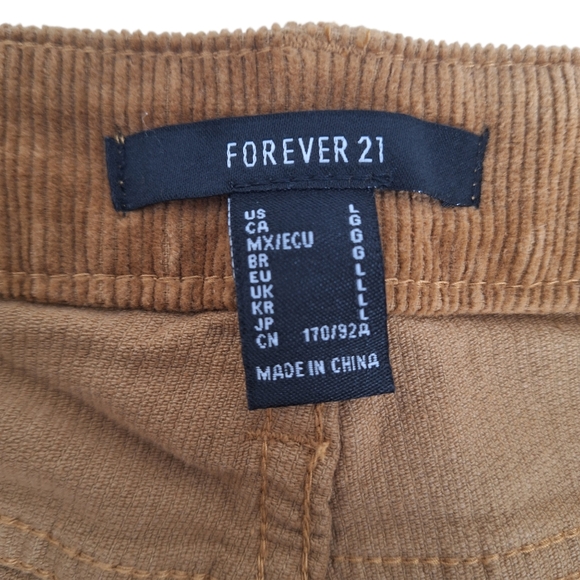 NWT Forever 21 Large Criss Cross Button-Fly Straight Leg‎ Corduroy Pants Pockets - Picture 8 of 13